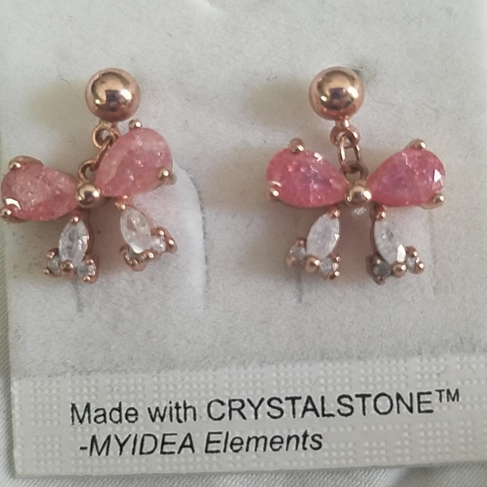 Pink Crystal Bow Earrings